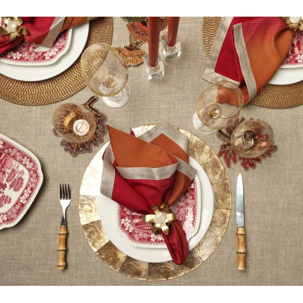 Fringe Tablecloth in Natural and Silver
