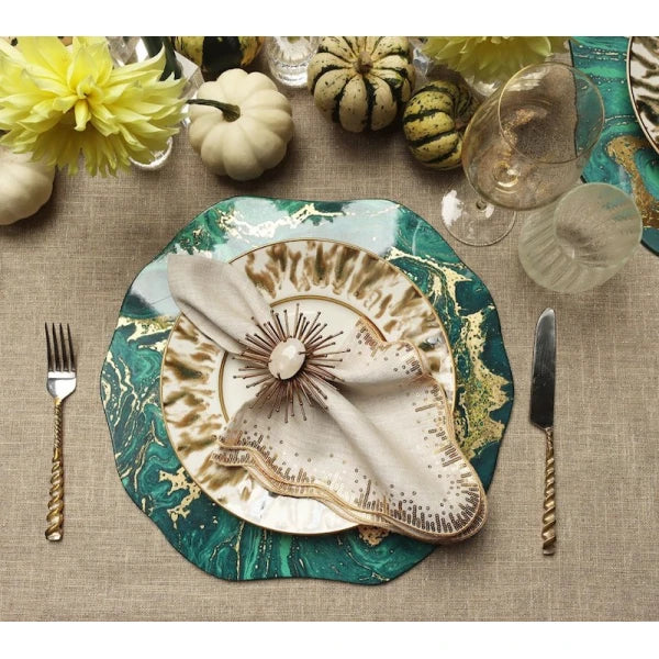 Fringe Tablecloth in Natural and Silver