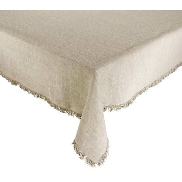 Fringe Tablecloth in Natural and Silver
