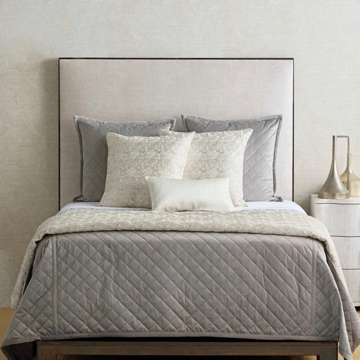 Velvet Coverlet Set in Grey
