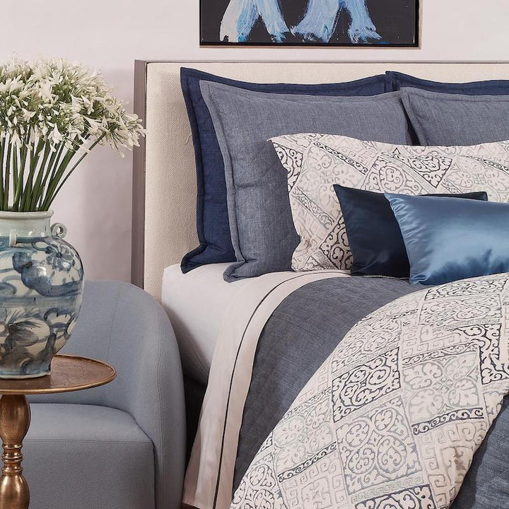 Faux Linen Coverlet Set in Indigo