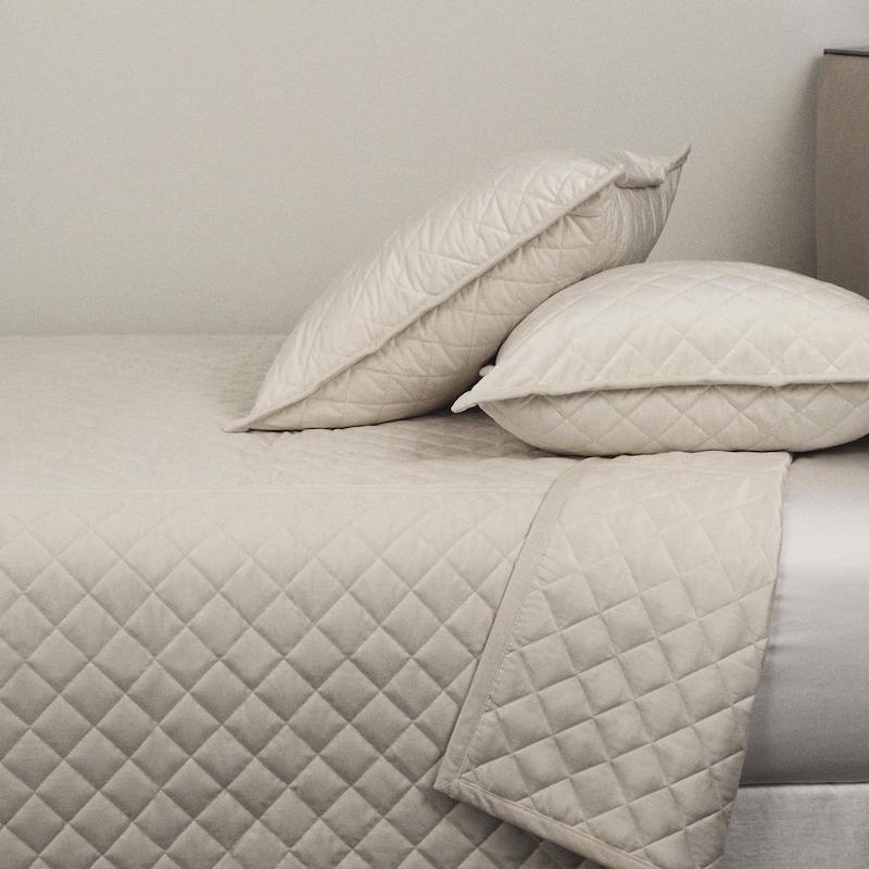 Velvet Coverlet Set in Ivory