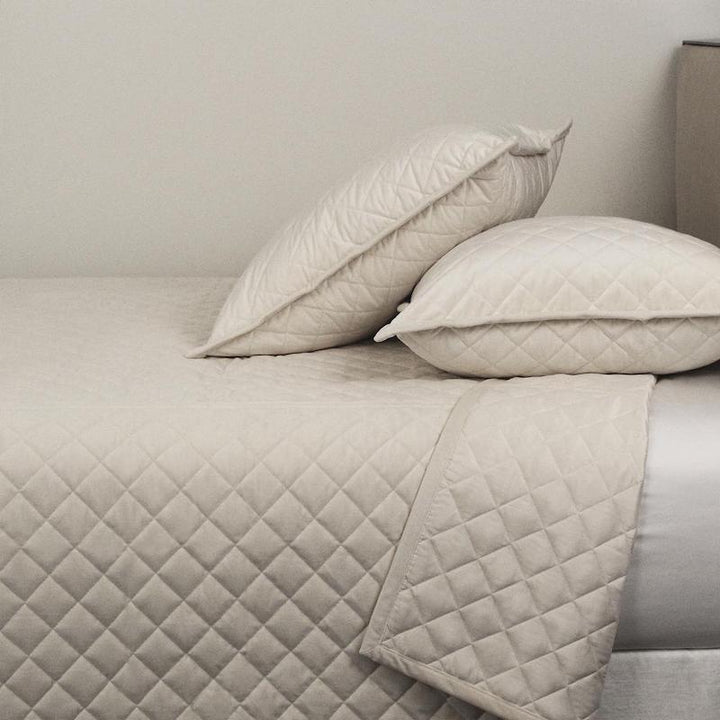 Velvet Coverlet Set in Ivory