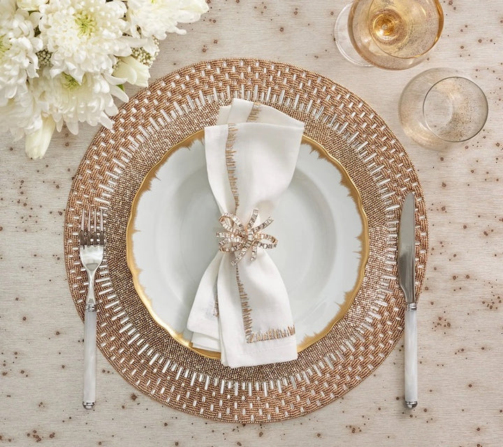Jeweled Bow Napkin Ring in Gold & Crystal