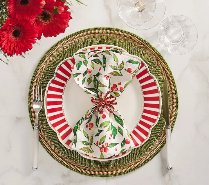 Jeweled Bow Napkin Ring in Red