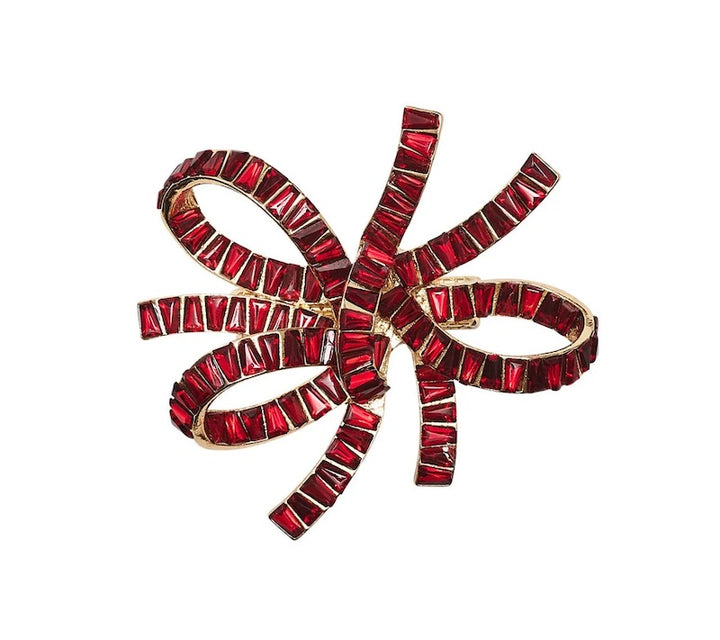 Jeweled Bow Napkin Ring in Red