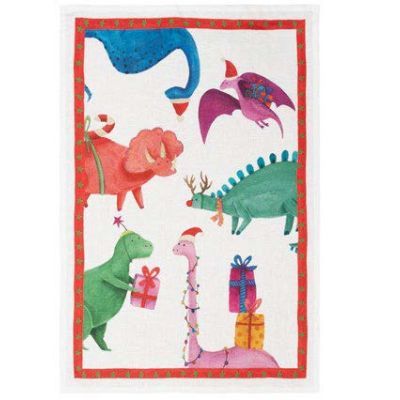 Jurassic Xmas Party Kitchen Towel