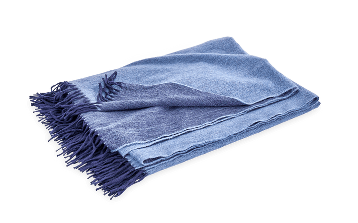 Matouk Paley Throw Navy and Chambray