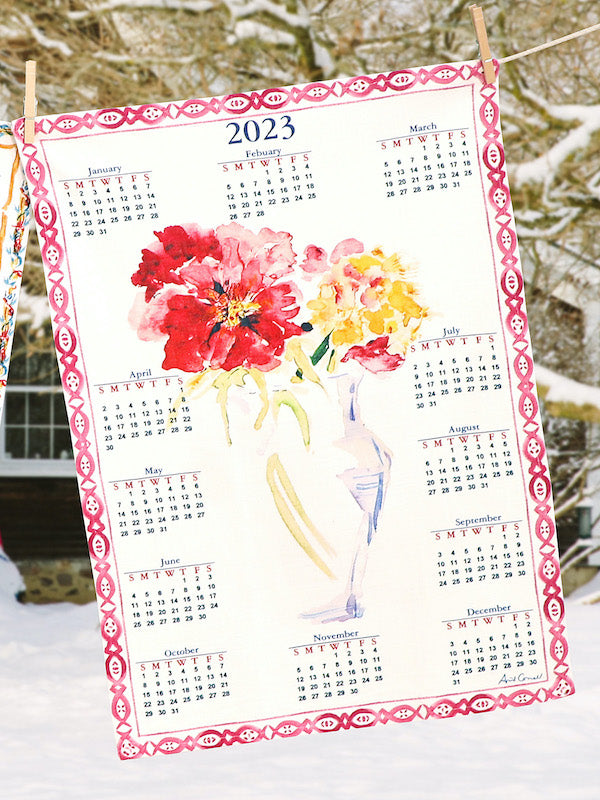 2023 Beautiful Bouquet Calendar Tea Towel