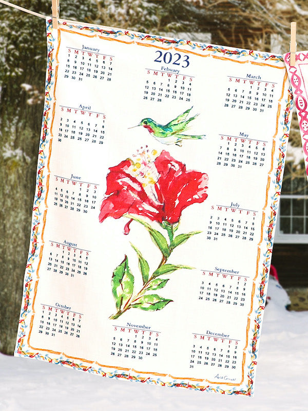 2023 Hummingbird Calendar Tea Towel