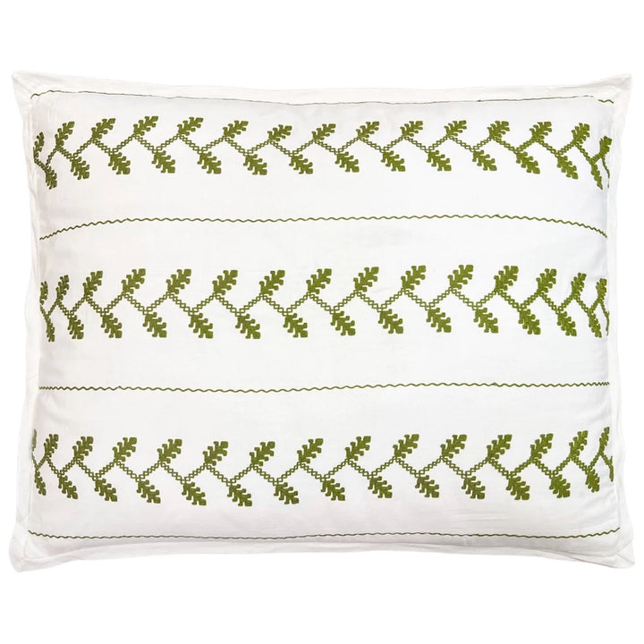 Amer Embroidered Sham White/Green