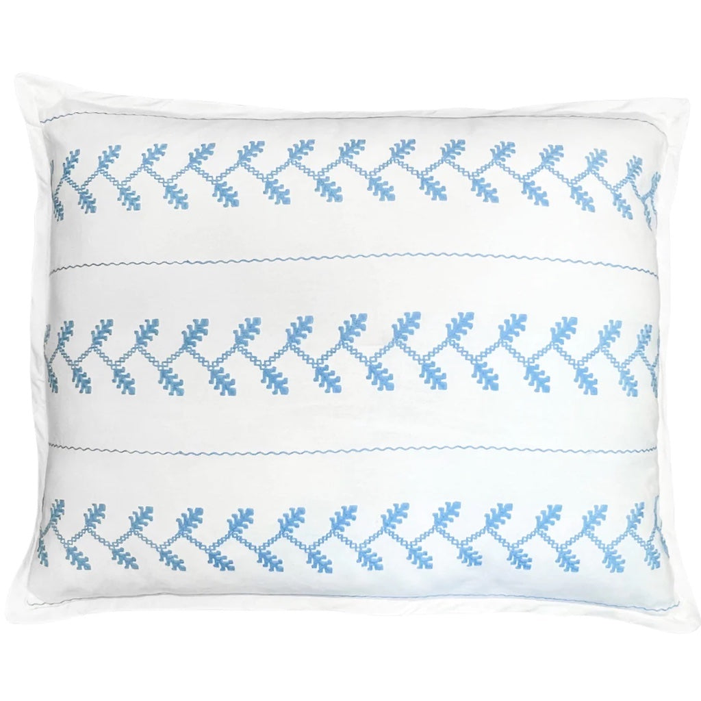 Amer Embroidered Decorative Pillow White/Blue
