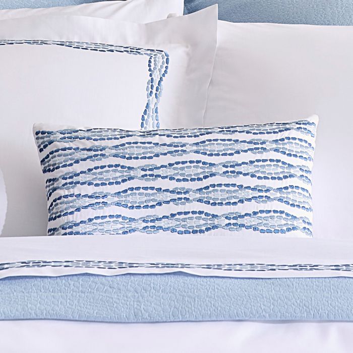Cobblestones Decorative Pillows in White and Sea