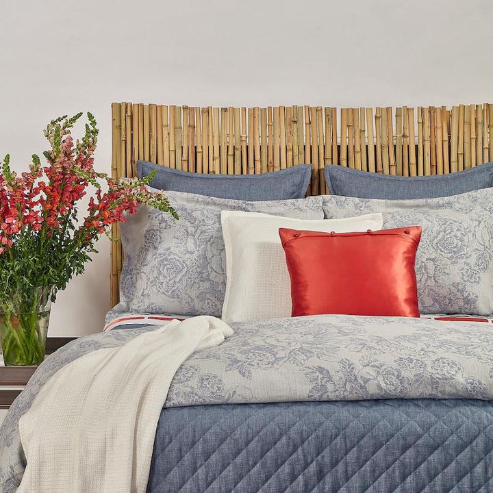 Faux Linen Coverlet Set in Stonewash Blue