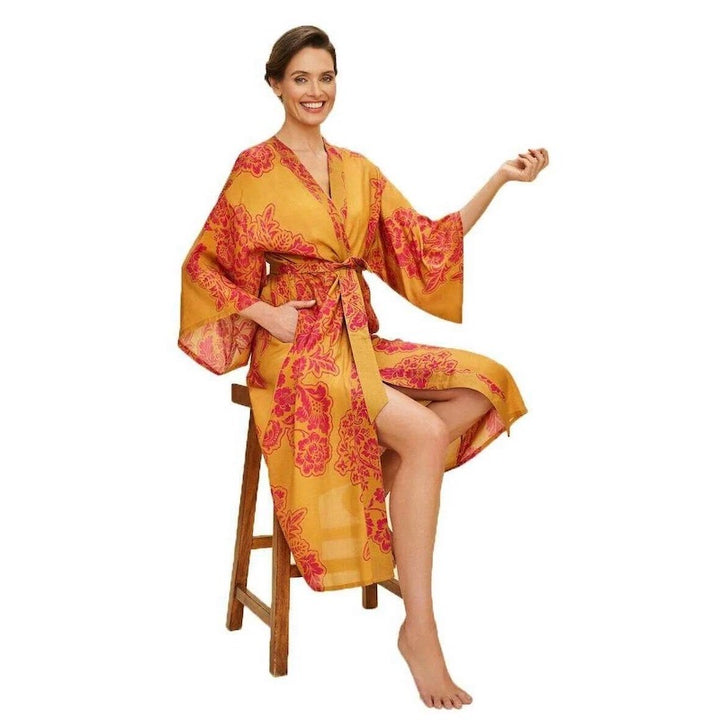 Mustard Tapestry Kimono Gown