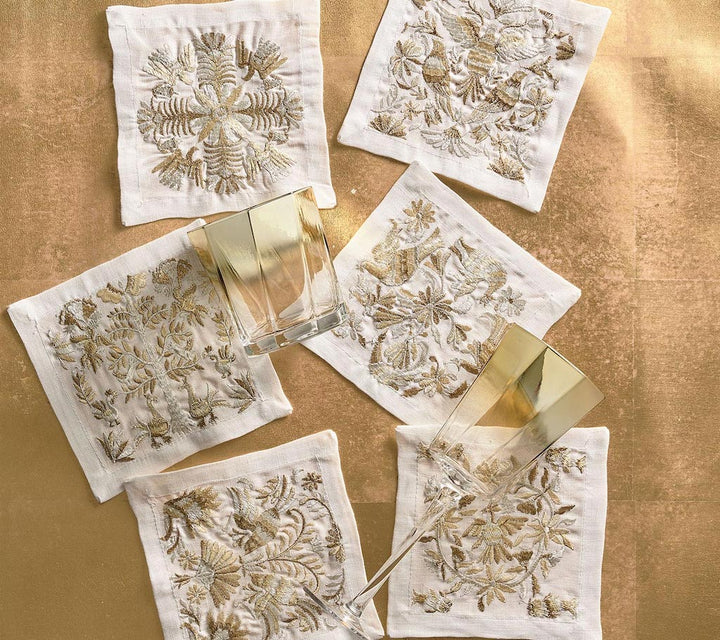 Otomi Cocktail Napkins Gold