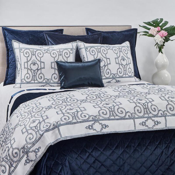 Velvet Coverlet Set in Navy