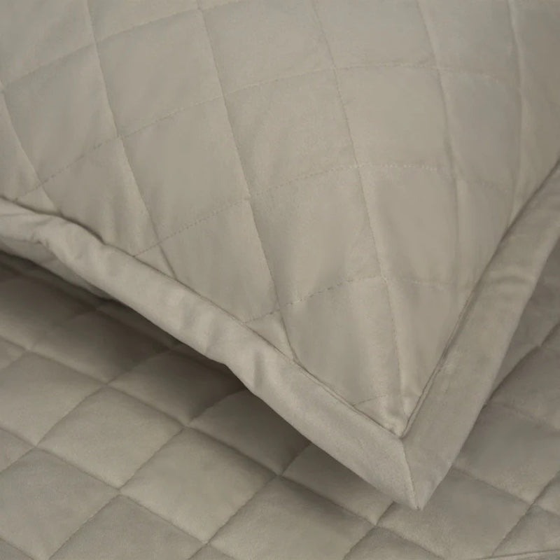 Velvet Coverlet Set in Taupe