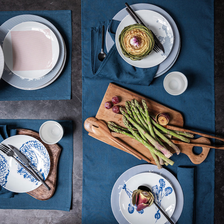 Vegetal Mood Table Linens Coated Blue