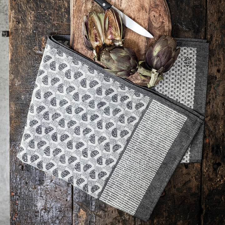 Empreintes Tea Towel Black