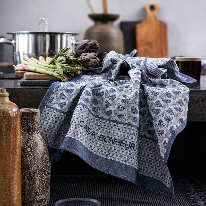 Empreintes Tea Towel Blue
