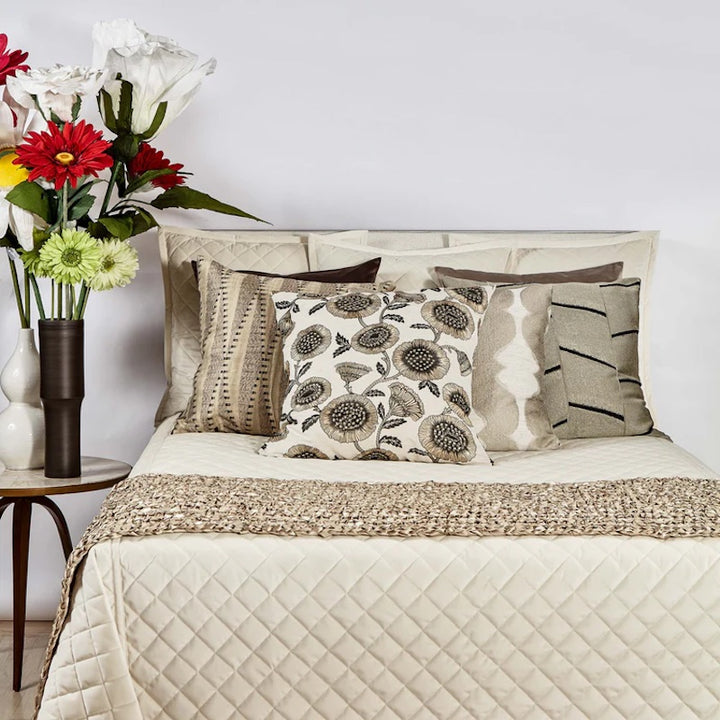 Velvet Coverlet Set in Ivory