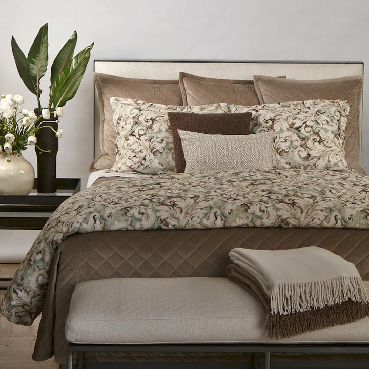 Velvet Coverlet Set in Taupe
